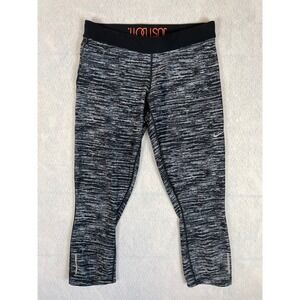 Nike Dri-Fit Womens Capris Athletic Leggings Black White Heathered Size L‎